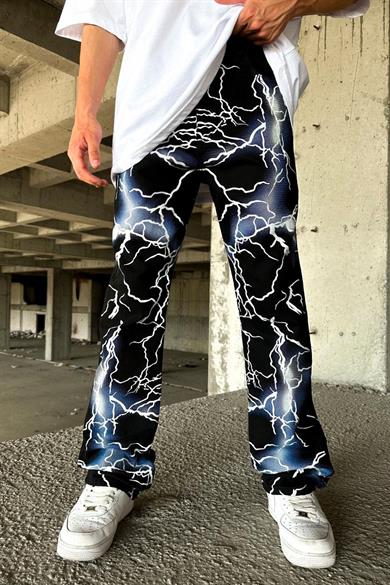 Siyah Full Yıldırım Detay D83 Baggy Pantolon