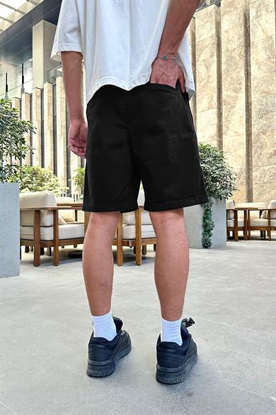 Siyah Gabardin Basic 4Z DL Relaxed Fit Şort