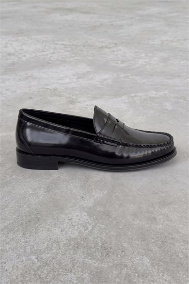 Siyah Gerçek Deri Black Penny Loafer