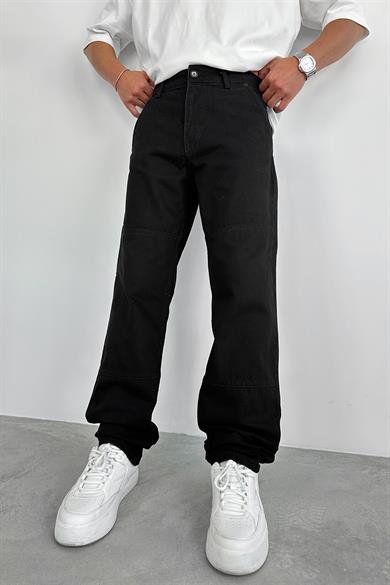 Siyah Graffiti Baskı Detay Baggy Pantolon