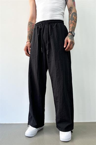 Siyah GRJ Paça Ayarlanabilir Paraşüt Baggy Pantolon