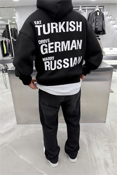Siyah Howtolive Baskılı Oversize Sweatshirt