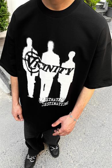 Siyah Human DL Oversize Tişört