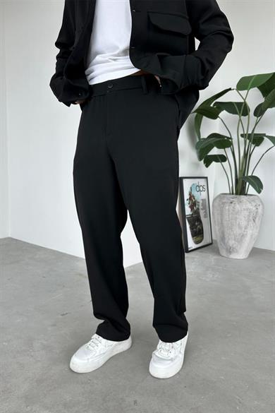 Siyah İnce Fitilli Regular Pantolon