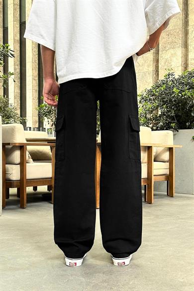 Siyah Kargo Cepli R3 DL Baggy Pantolon