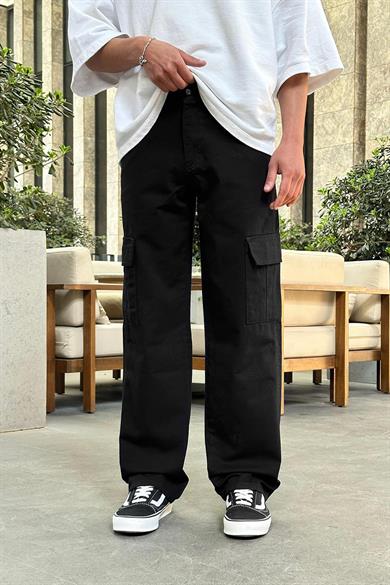 Siyah Kargo Cepli R3 DL Baggy Pantolon