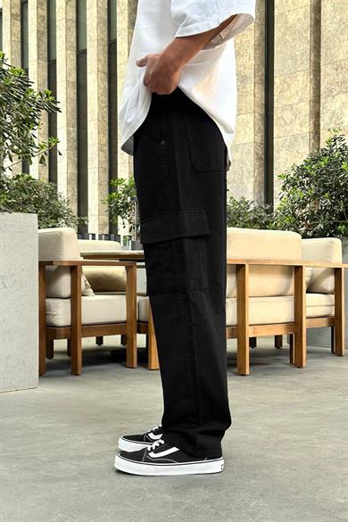 Siyah Kargo Cepli R3 DL Baggy Pantolon