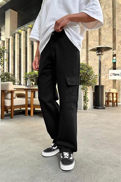 Siyah Kargo Cepli R3 DL Baggy Pantolon
