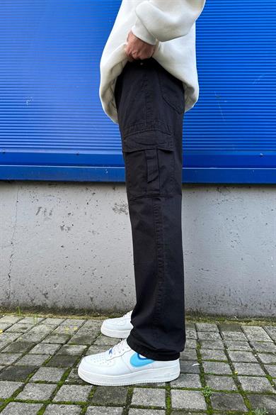 Siyah Kargo Cepli T1 GD Baggy Pantolon