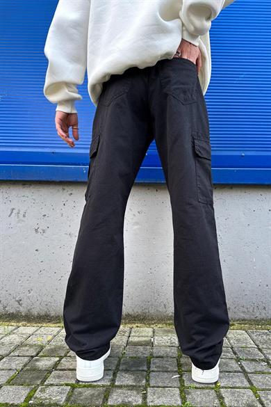 Siyah Kargo Cepli T1 GD Baggy Pantolon