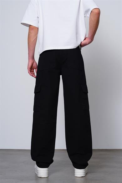 Siyah Kargo Cepli V7 DL Baggy Pantolon