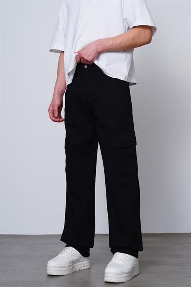 Siyah Kargo Cepli V7 DL Baggy Pantolon