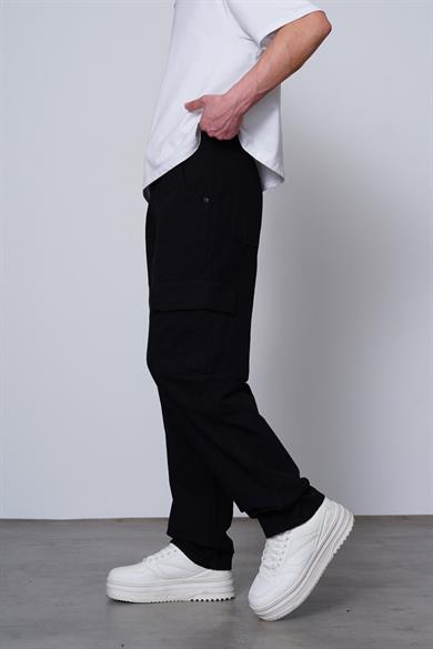 Siyah Kargo Cepli V7 DL Baggy Pantolon
