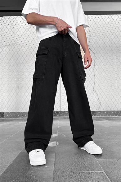 Siyah Kargo Cepli Z7 GD Baggy Pantolon
