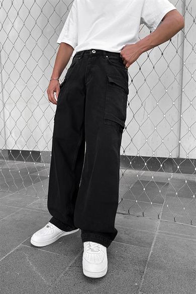 Siyah Kargo Cepli Z7 GD Baggy Pantolon