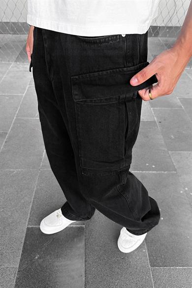 Siyah Kargo Cepli Z7 GD Baggy Pantolon