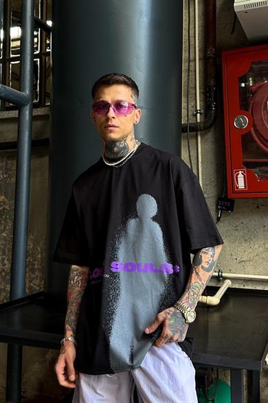 Siyah Lost Soul Oversize Tişört