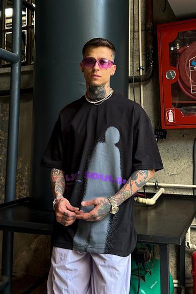 Siyah Lost Soul Oversize Tişört
