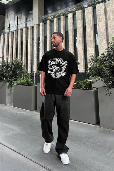 Siyah Low Profile PM Oversize Tişört