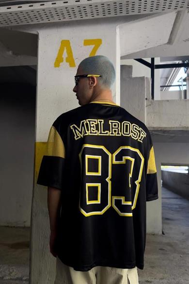 Siyah Melrose Oversize Forma Tişört
