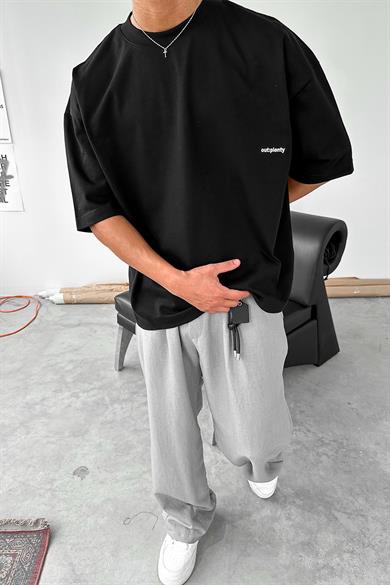 Siyah Minimalism OUTPLENTY PREMİUM Oversize Tişört