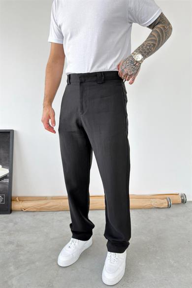 Siyah Modal Kumaş Baggy Pantolon