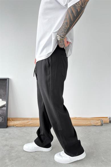 Siyah Modal Kumaş Baggy Pantolon