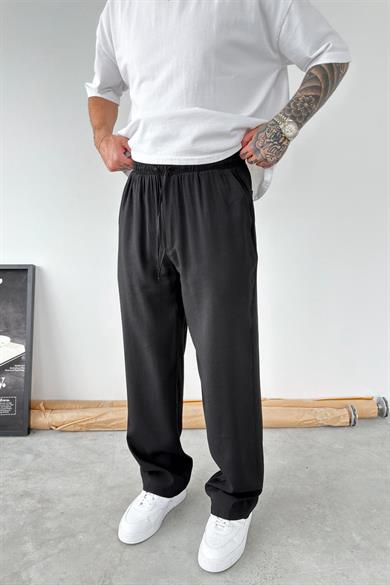 Siyah Modal Kumaş Baggy Pantolon