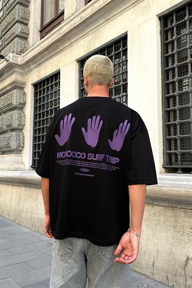 Siyah Morocco OUTPLENTY PREMİUM Oversize Tişört