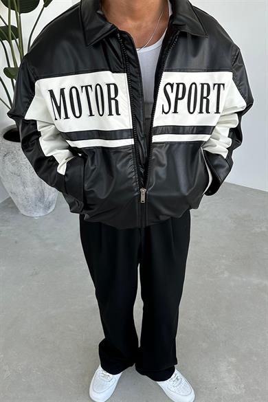 Siyah Motorsport Bomber Yarışçı Ceket