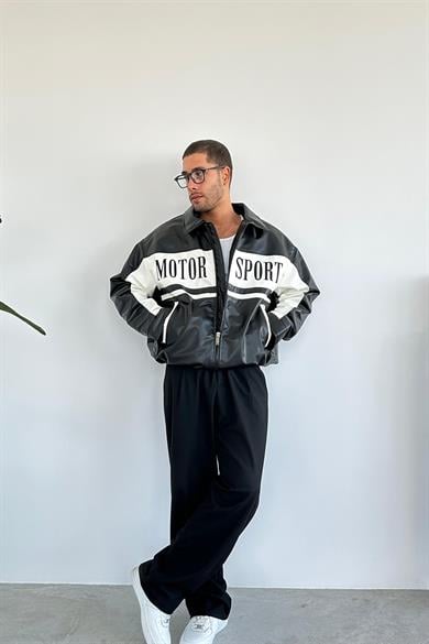 Siyah Motorsport Bomber Yarışçı Ceket