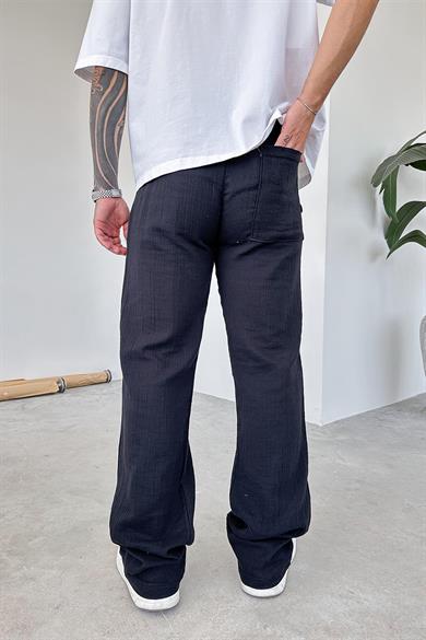 Siyah Müslin Kumaş Premium Baggy Pantolon