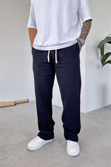 Siyah Müslin Kumaş Premium Baggy Pantolon
