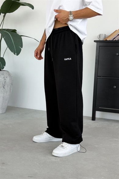 Siyah Nakışlı Premium Ayarlanabilir Paça Yazlık Baggy Eşofman