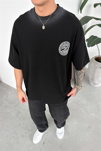 Siyah Nakışlı Premium Oversize Tişört