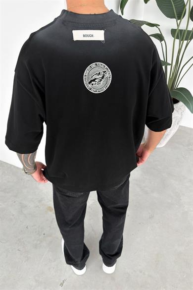 Siyah Nakışlı Premium Oversize Tişört