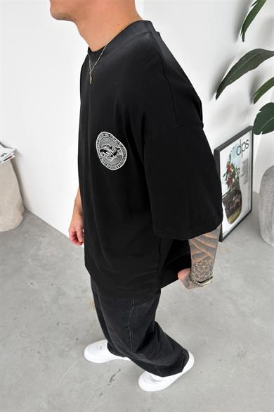 Siyah Nakışlı Premium Oversize Tişört
