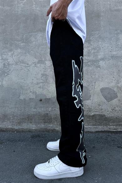 Siyah Neon Chaos Night Baggy Pantolon
