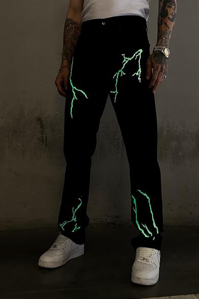 Siyah Neon Lazer Night Baggy Pantolon