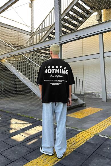 Siyah Nothing OUTPLENTY PREMİUM Oversize Tişört