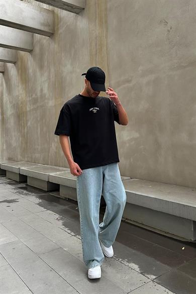 Siyah Nyc Nakış Detay PM Oversize Tişört