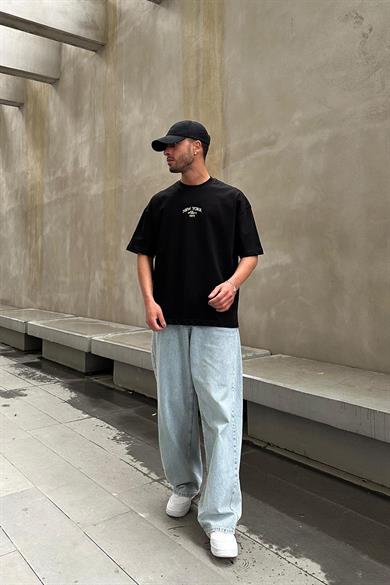 Siyah Nyc Nakış Detay PM Oversize Tişört