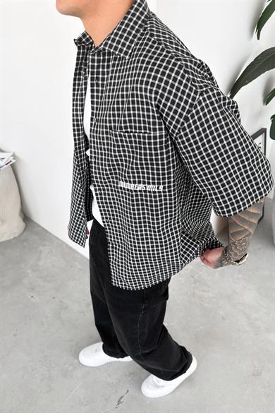 Siyah Only Nakış Kareli Gömlek