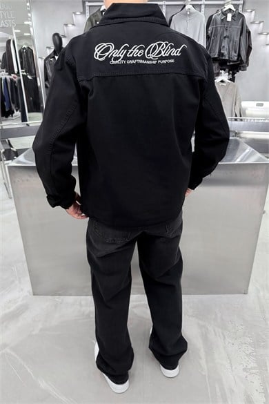Siyah Only Nakışlı Gabardin Oversize Ceket