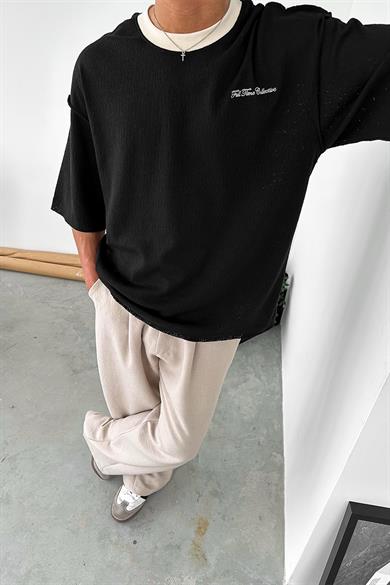 Siyah Örme Detay Collective PH Oversize Tişört