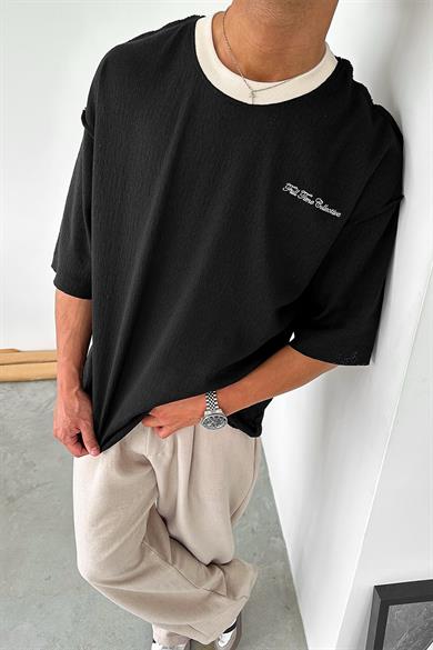 Siyah Örme Detay Collective PH Oversize Tişört