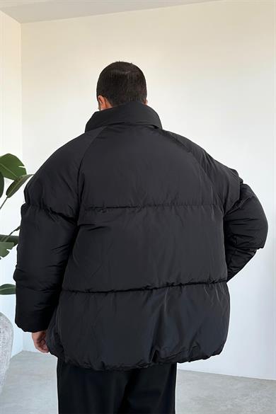 Siyah Oversize Puffer Şişme Mont