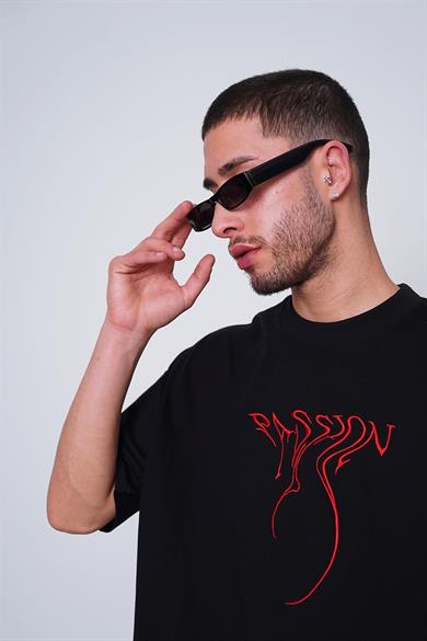 Siyah Passion Nakış Detay PM Oversize Tişört