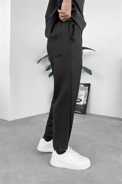 Siyah Patch Detay Likralı Boyfriend Pantolon