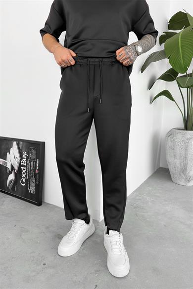 Siyah Patch Detay Likralı Boyfriend Pantolon